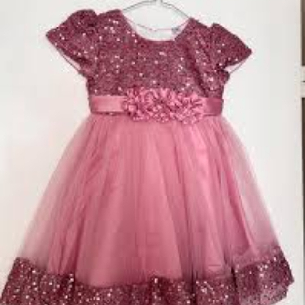 Elegant Pink Sequin Kids Dress
